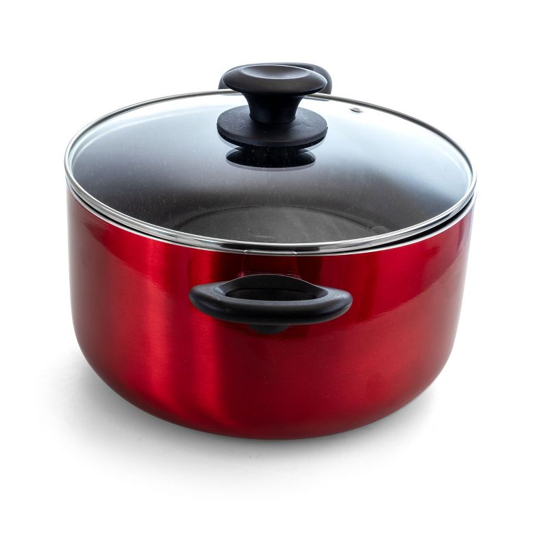 Gibson Oster Merrion 3.2 Quart Nonstick Aluminum Dutch Oven with Glass Lid in Red