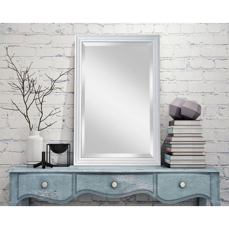 24" X 36" Meadow Framed Beveled Glass Wall Mirror Whitewash - Alpine Art & Mirror