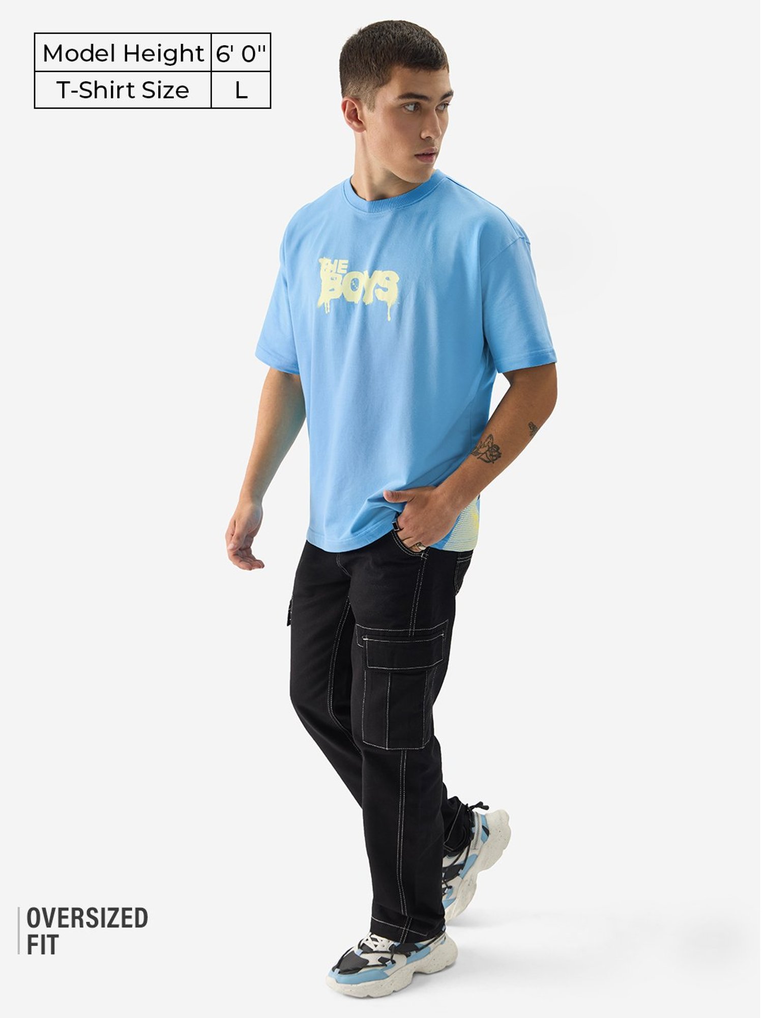 The Souled Store Blue Boxy Fit The Boys Graphic Oversized T-Shirt