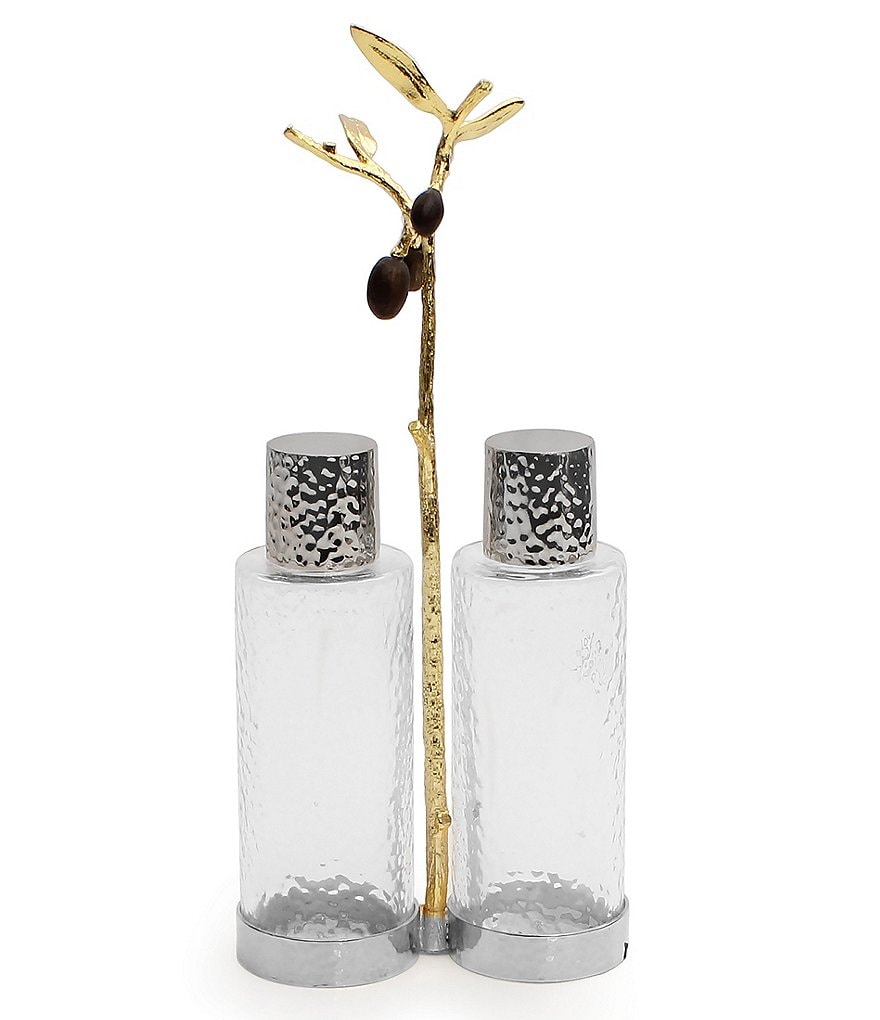 Michael Aram Olive Branch Oil & Vinegar Bottle Caddy Set