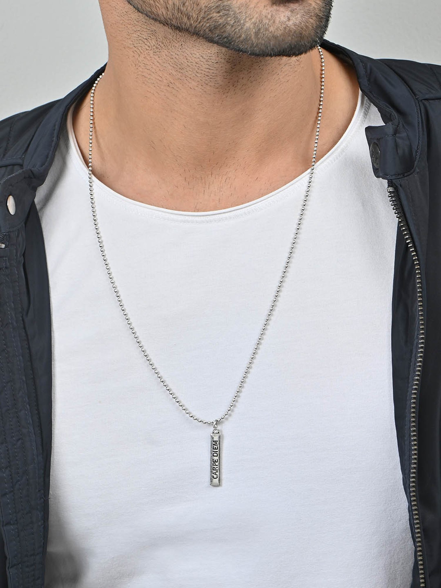 The Bro Code Silver CARPE DIEM Charm Neckalce Chain for Men