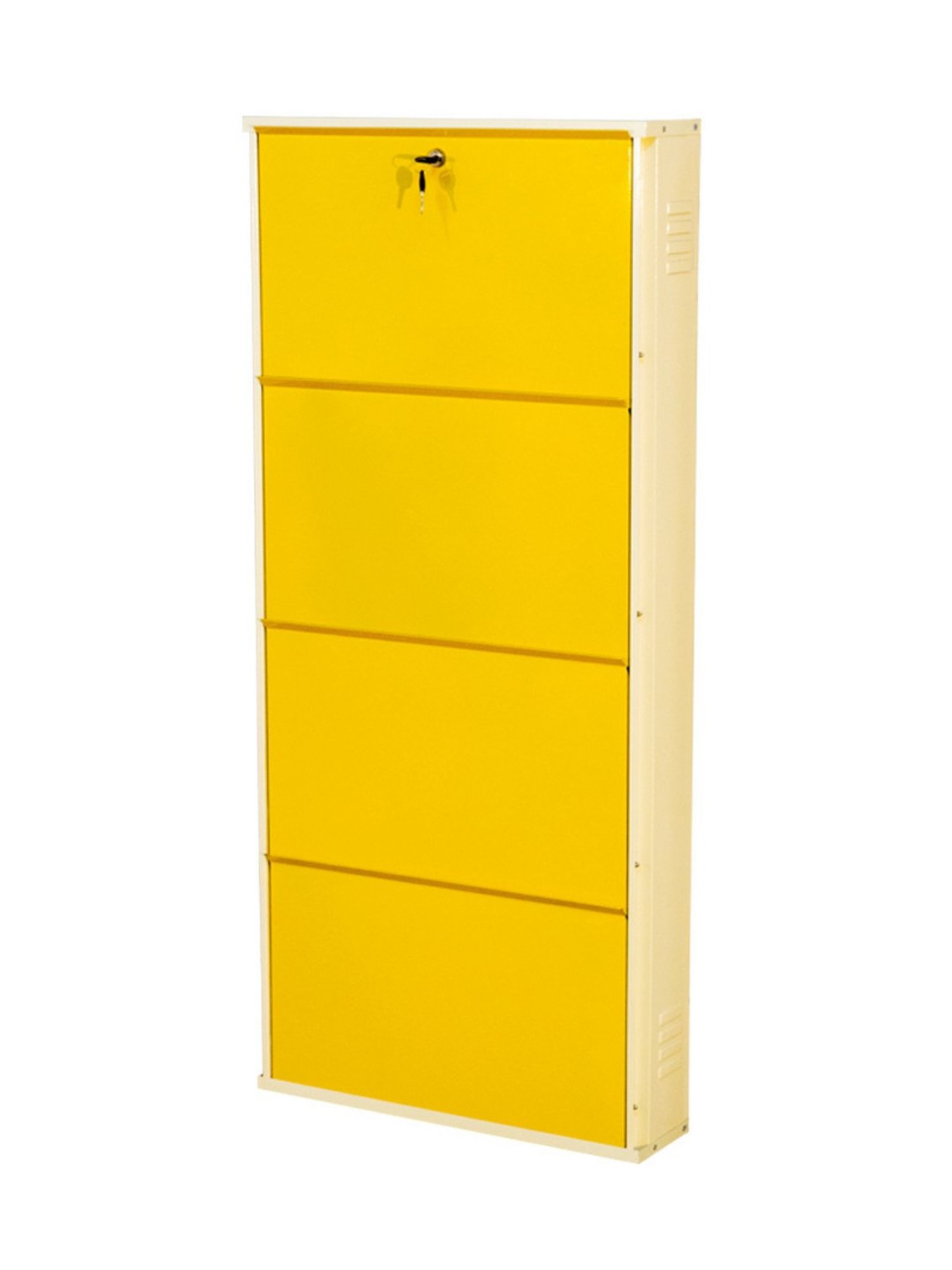 Delite Kom Metal Shoe Rack - 24" 3 Shelf, Ivory Green, PowderCoat, Wall Mount, DIY