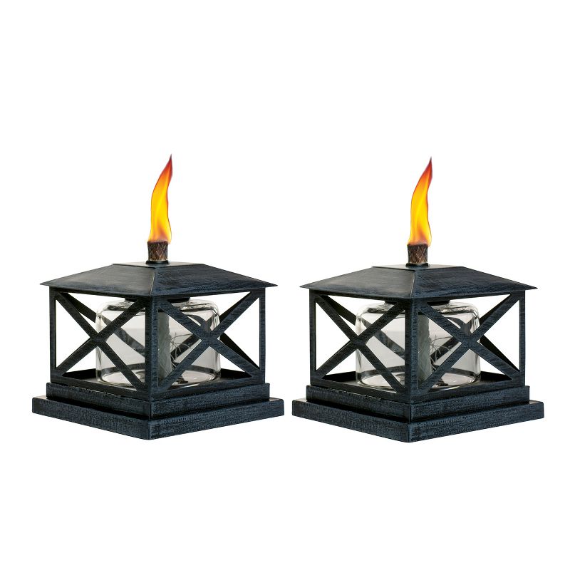 5.5" Petite Lantern Metal Table Torch Black - TIKI