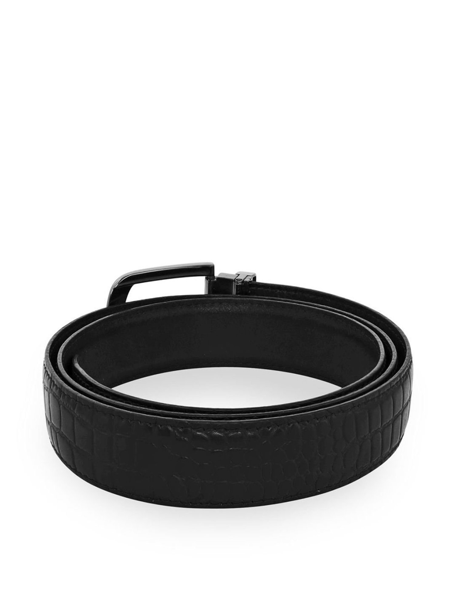 Esbeda Black Casual Leather Bi-Fold Wallet with Belt for Men