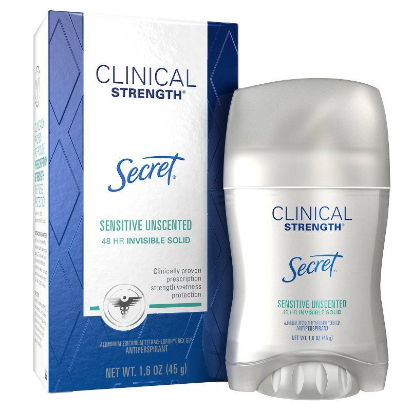Secret Clinical Strength Invisible Solid Sensitive Antiperspirant & Deodorant for Women Unscented - 1.6oz