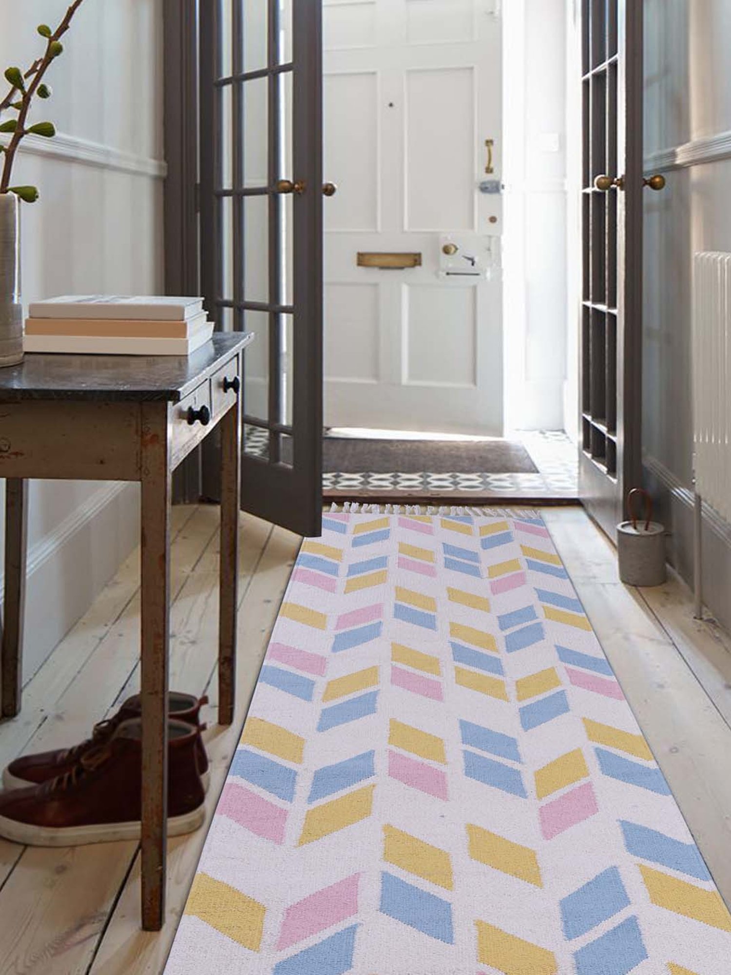 Pequra Multicolored Cotton Floor Covering Jora Runner Rug