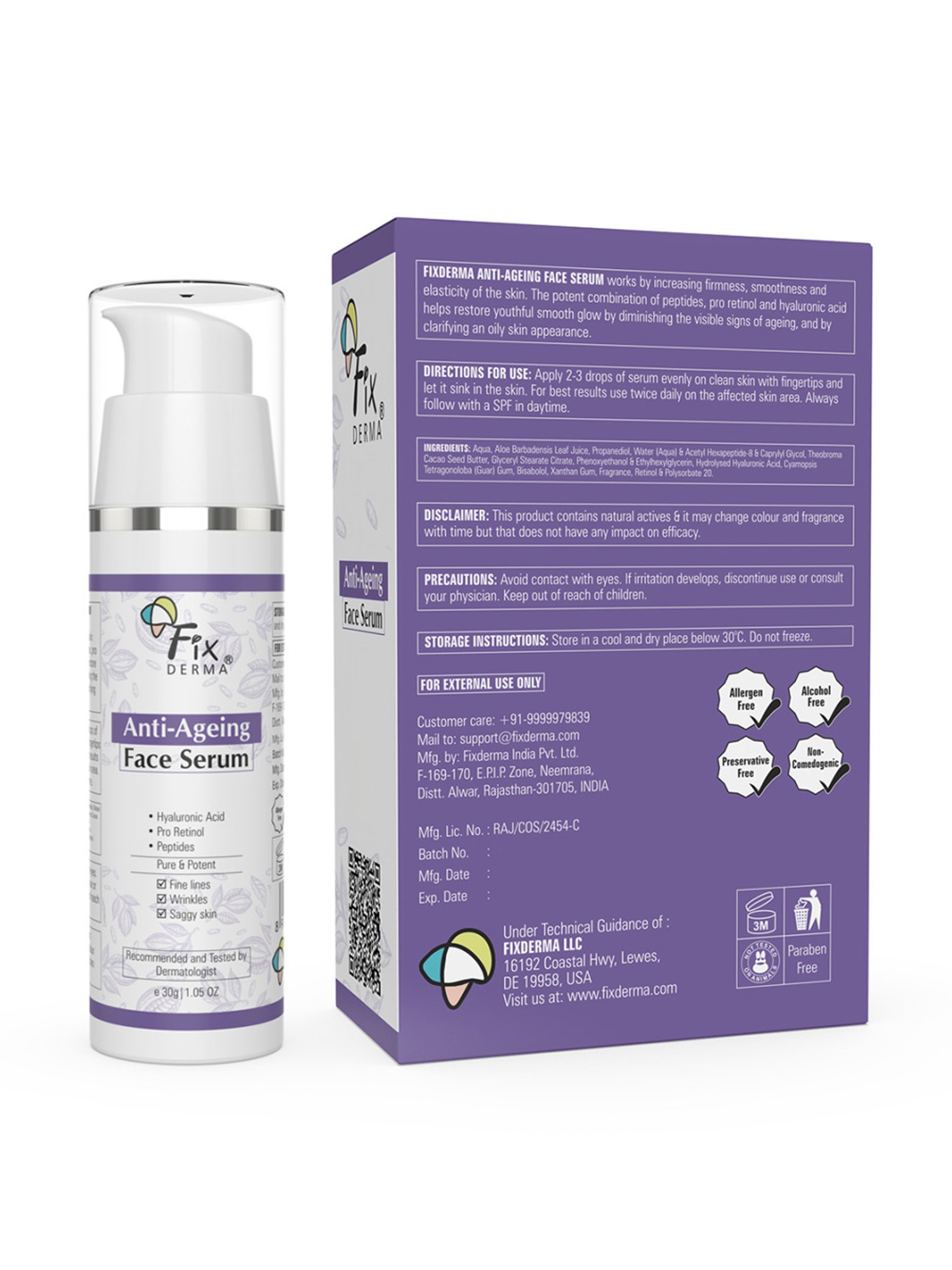 Fixderma Anti-Ageing Face Serum for Men & Women - 30 gm