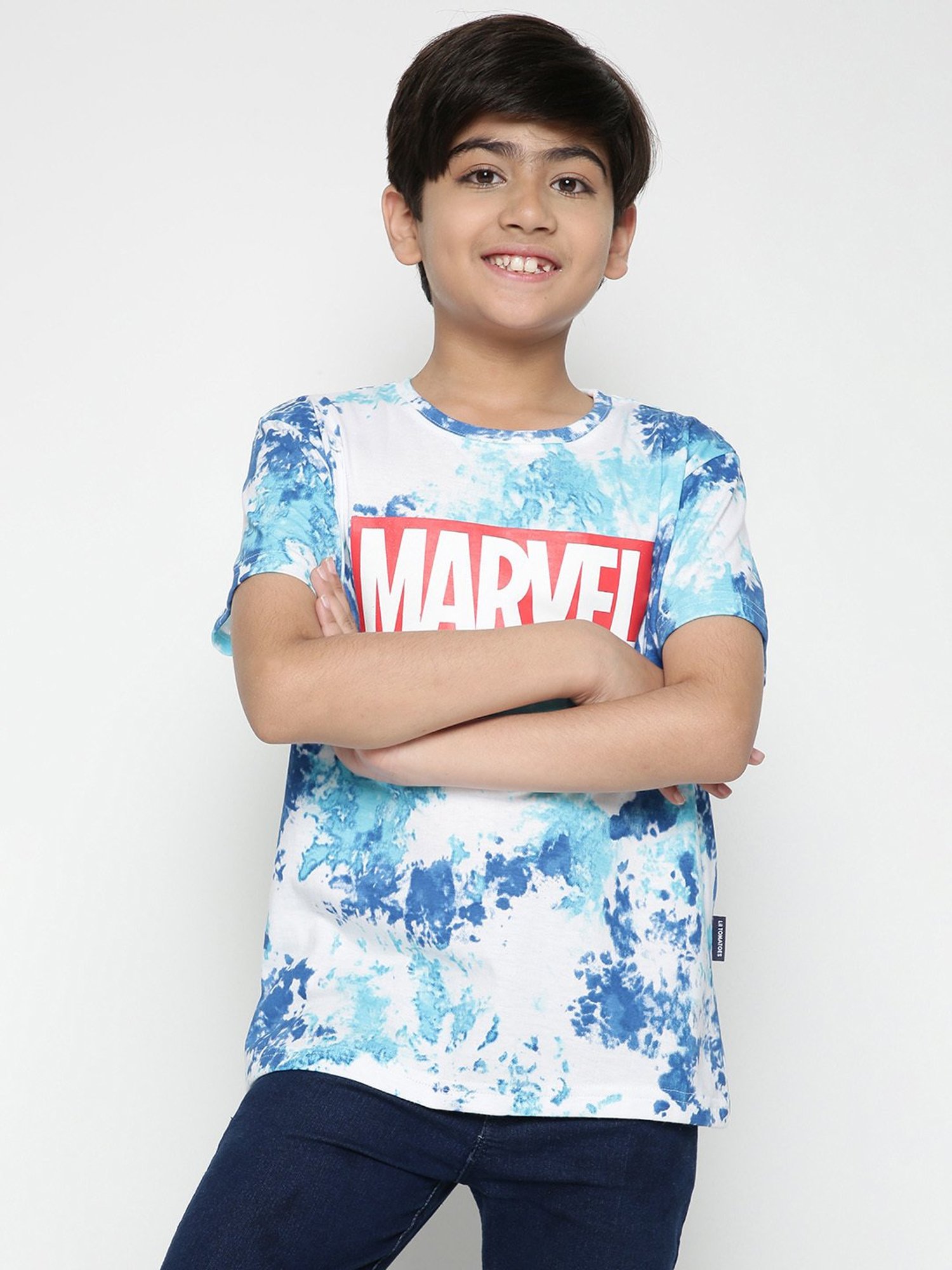 Lil Tomatoes Kids Blue & White Printed T-Shirt