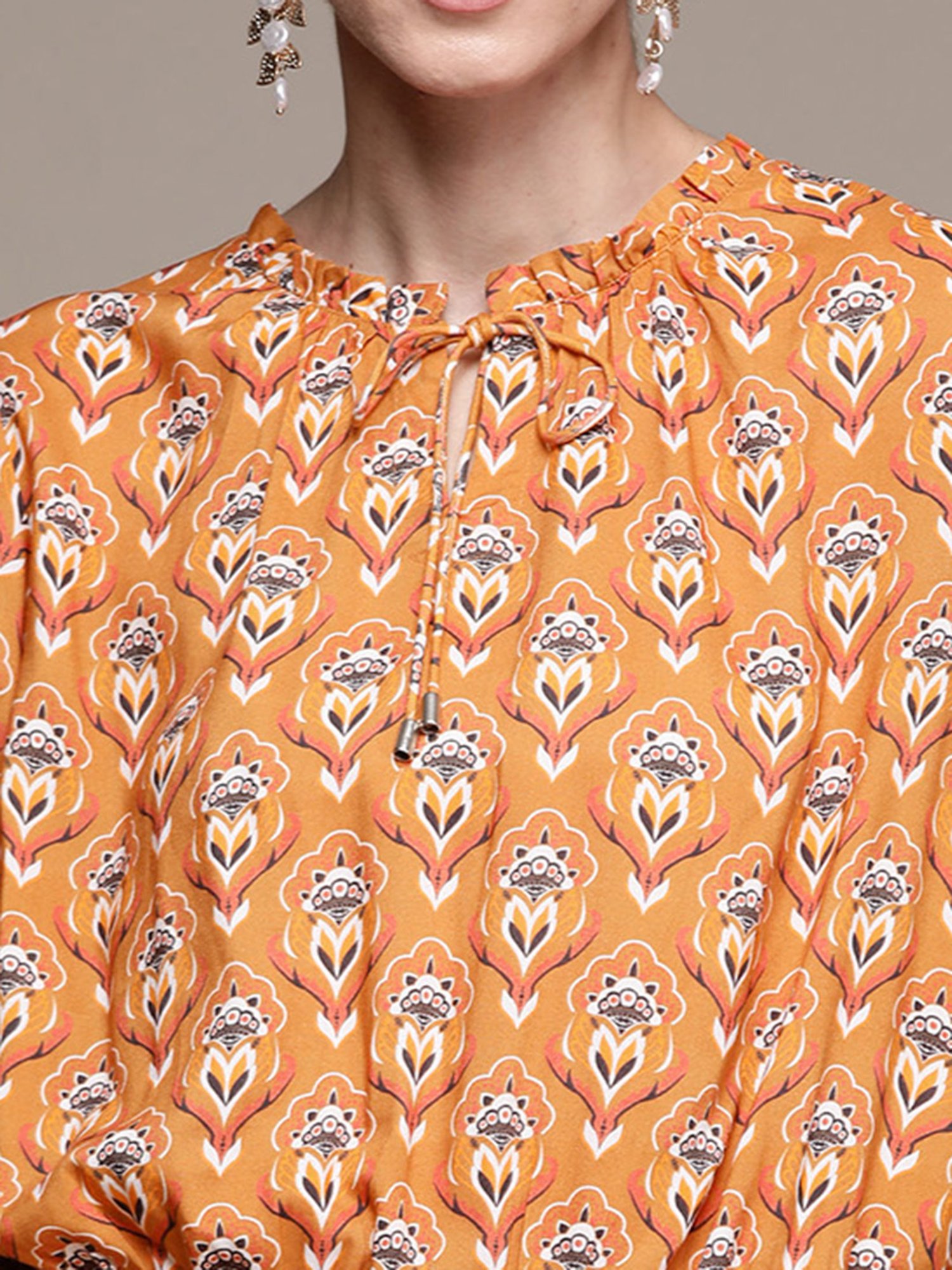 Label Ritu Kumar Light Brown Printed Top