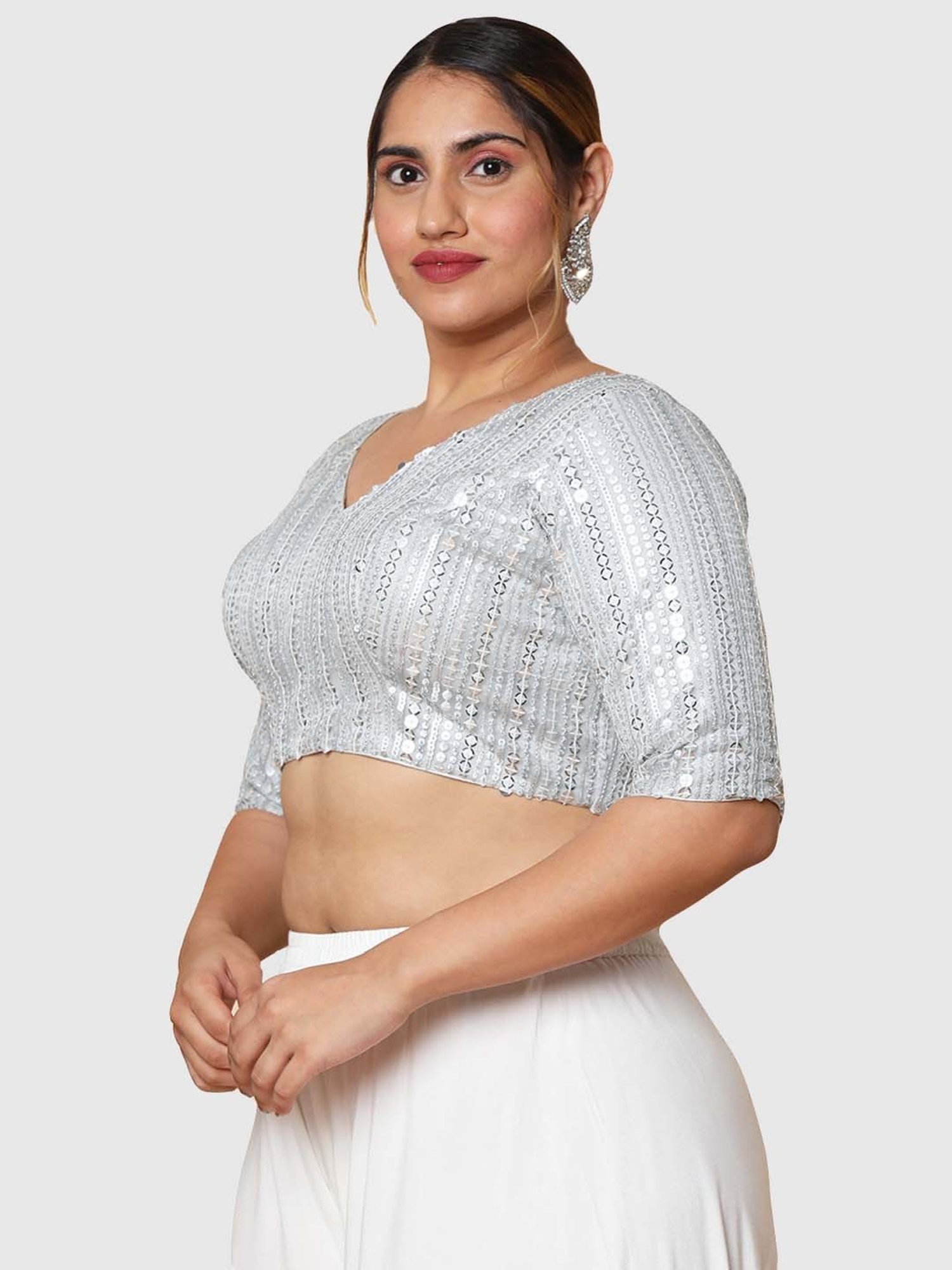 Salwar Studio Silver Embellished Blouse