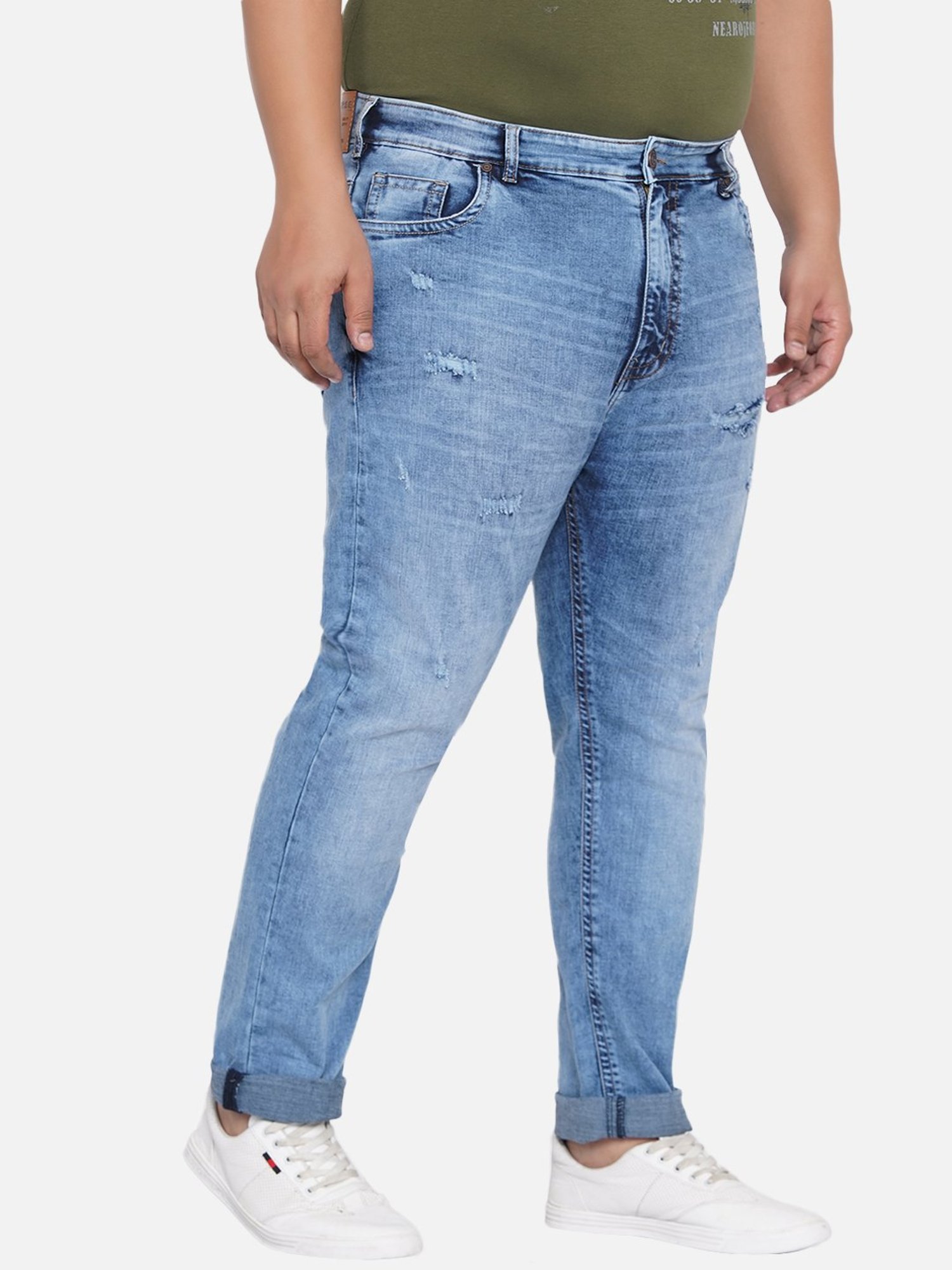 John Pride Blue Plus Size Distressed Jeans