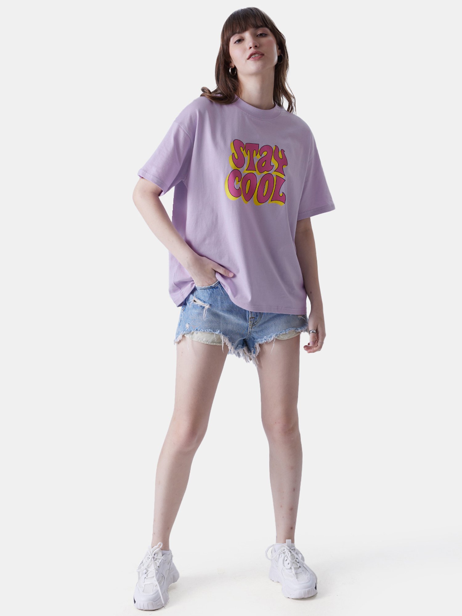 The Souled Store Purple Cotton Printed T-Shirt