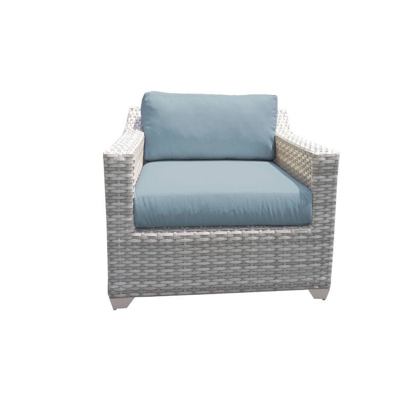 Nolin 7pc Sectional Weathered Brown Frame Sunbrella Spectrum Denim Fabric - La-Z-Boy