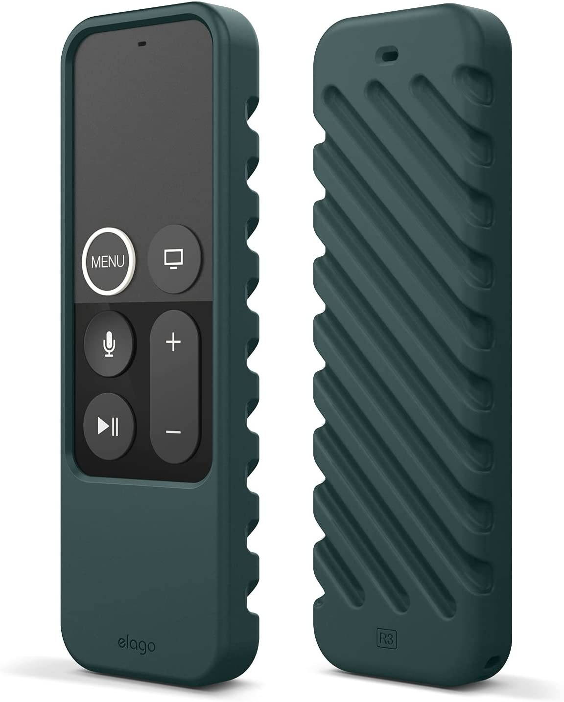 elago R3 Protective Case Compatible with Apple TV Siri Remote 1st Generation (Midnight Green) - Extra Protection, Durable Silicone, Lanyard Included, Full Access