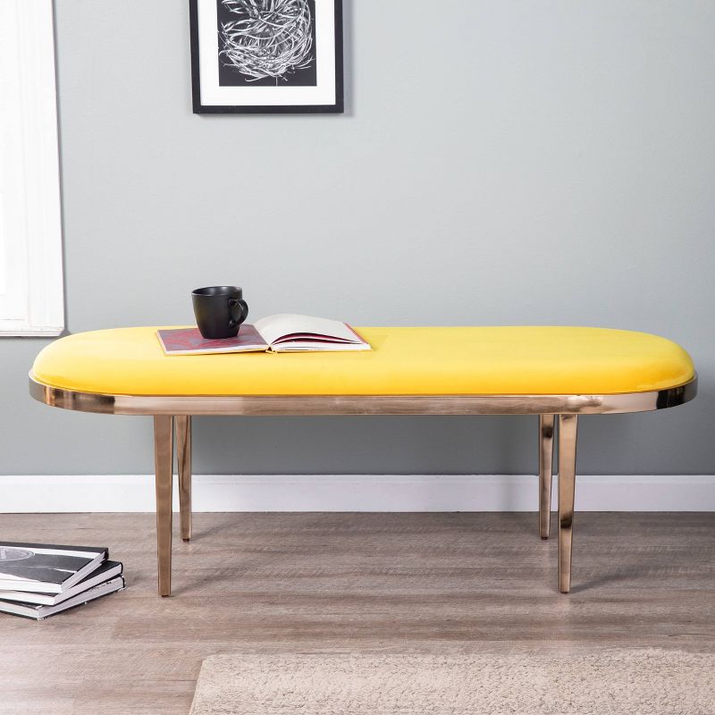 Bicknell Velvet Bench Yellow/Champagne - Holly & Martin
