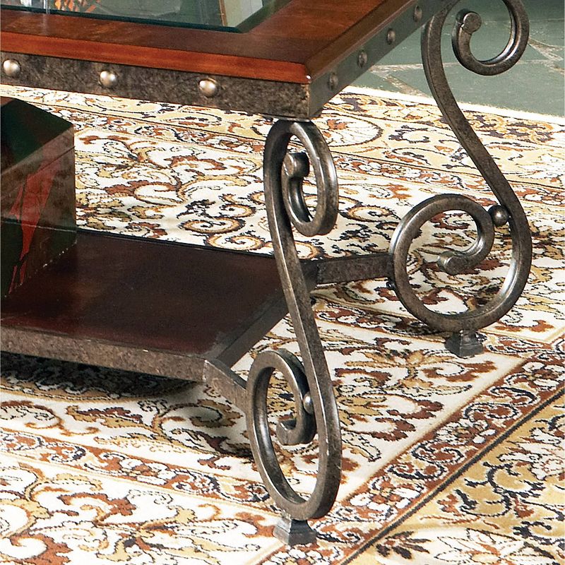 Ellery Cocktail Table Wood and Metal Cherry - Steve Silver