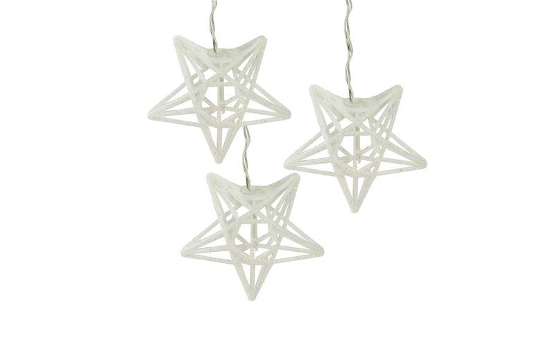 Penn 10 Battery Operated Clear LED Spun Glass Star Christmas Lights