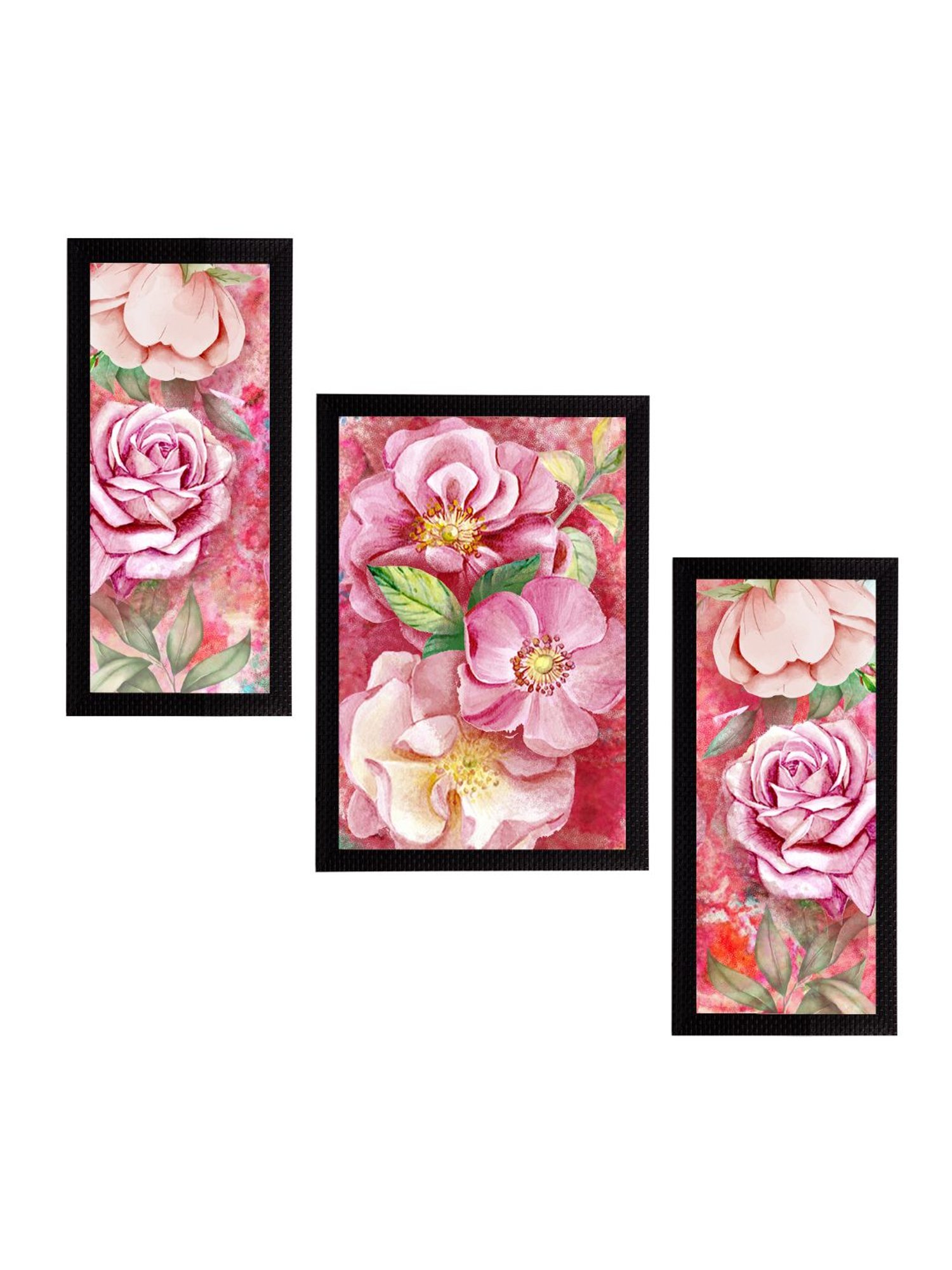 eCraftIndia Set of 3 Botanical and Floral Satin Matt Textured UV Art Painting