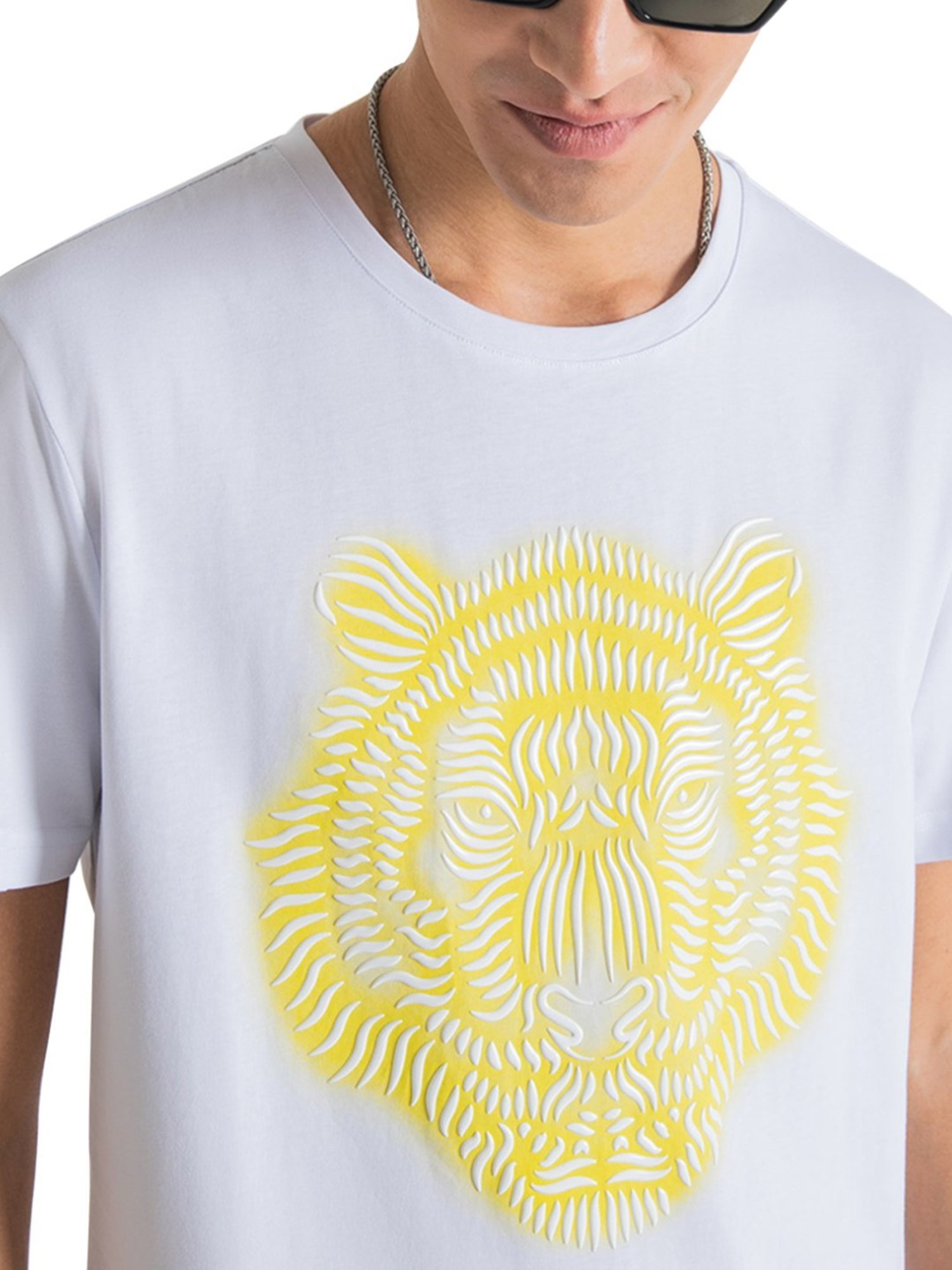 Antony Morato White Cotton Slim Fit Printed T-Shirt