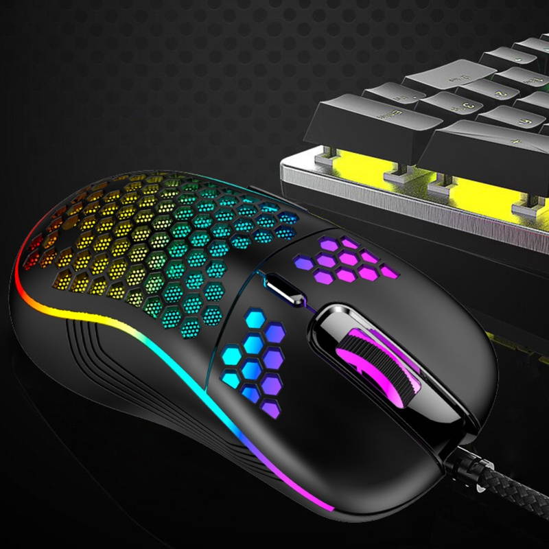 D011 Mouse Honeycomb Shell Programmable Key 7200DPI 125-1000Hz High Responsivity Gaming Mouse for Gaming