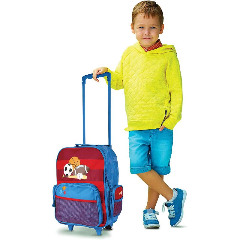 Stephen Joseph Fun Kids Themed Classic Rolling Luggage Polyester Carry On Suitcase with Multiple Pockets and Extendable Handle, Sports