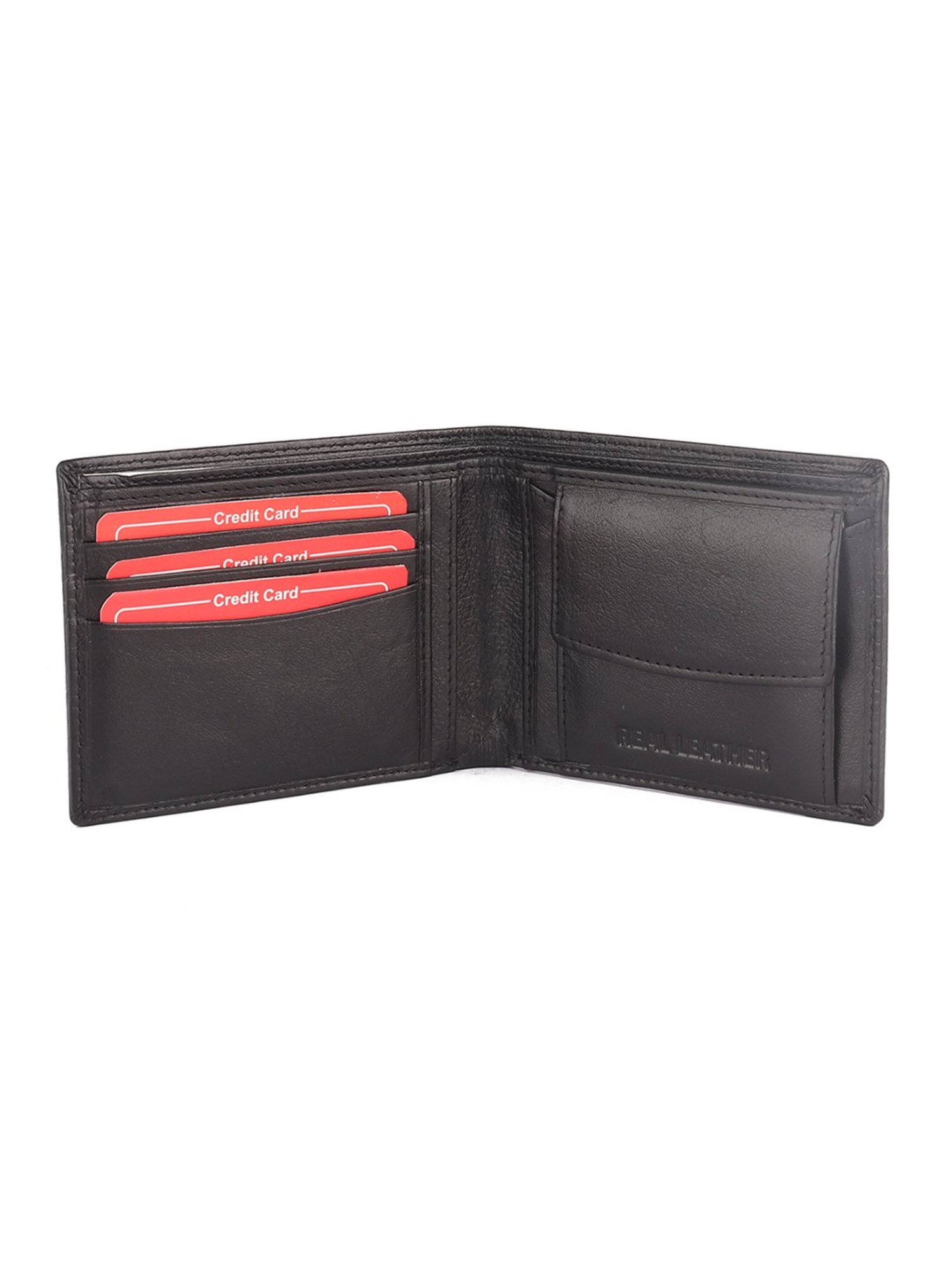 Red Chief Black Leather Bi-Fold Wallet for Men
