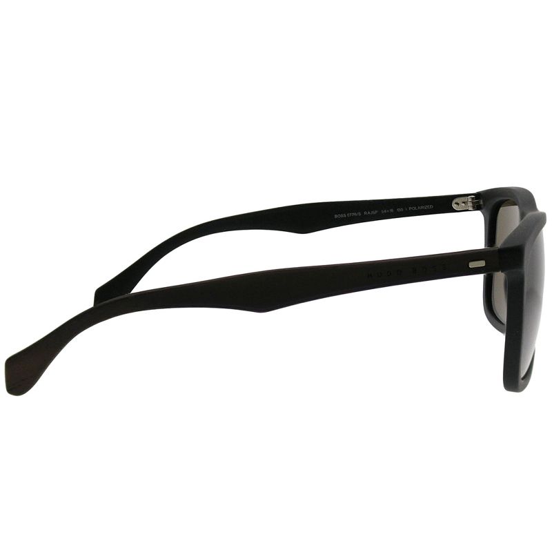 Hugo Boss BOSS 0776 RAJ Unisex Rectangle Polarized Sunglasses Black Dark Brown 54mm