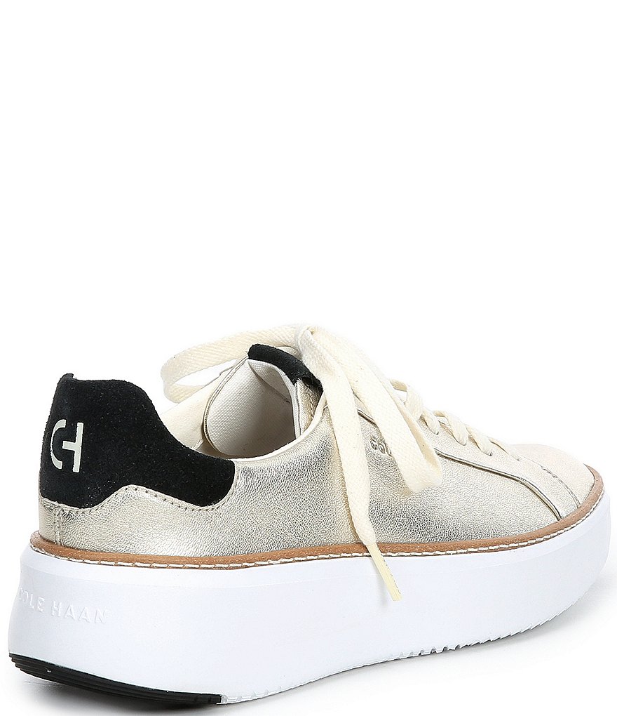 Cole Haan Grandpro Topspin Metallic Leather Lace-Up Sneakers