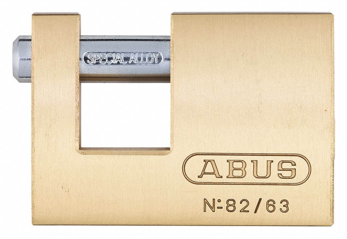 ABUS 82/63 KA Padlock, Keyed Alike, Shutter Shackle, Brass Body, Steel Shackle,