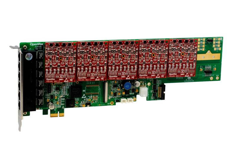 OpenVox A2410E05 24 Port Analog PCI-E Card Base Board + 0 FXS400 + 5 FXO400