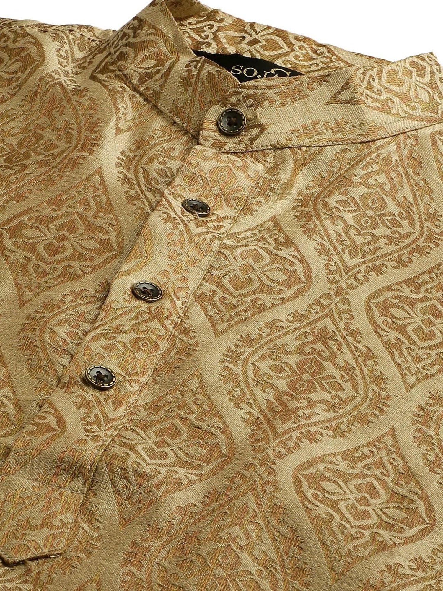 Sojanya Beige Regular Fit Self Pattern Kurta Set With Jacket