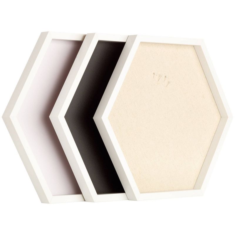 3pc Hexagon Dry Erase Chalkboard/Pinboard Wall Organizer Set White - Gallery Solutions