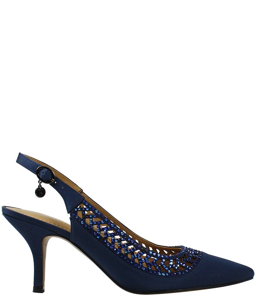 J. Renee Naiara Satin Embellished Slingback Pumps