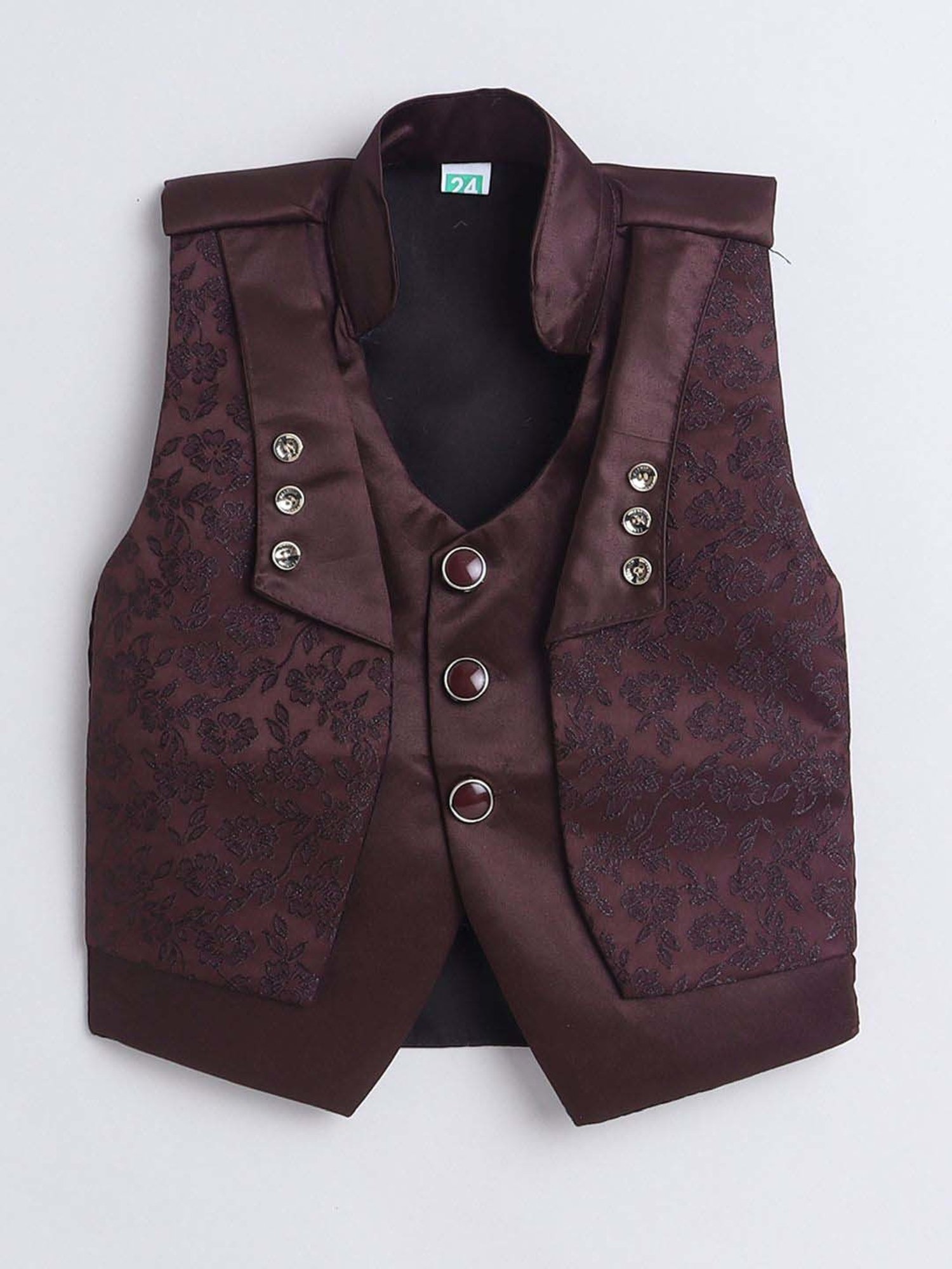 Fourfolds Boys Wine Solid Full Sleeves Clothing Set