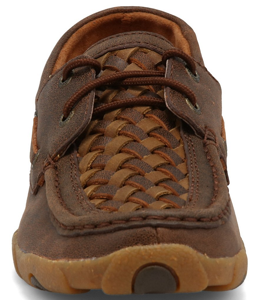 Twisted X Women's Woven Leather Boat Driving Moccasins