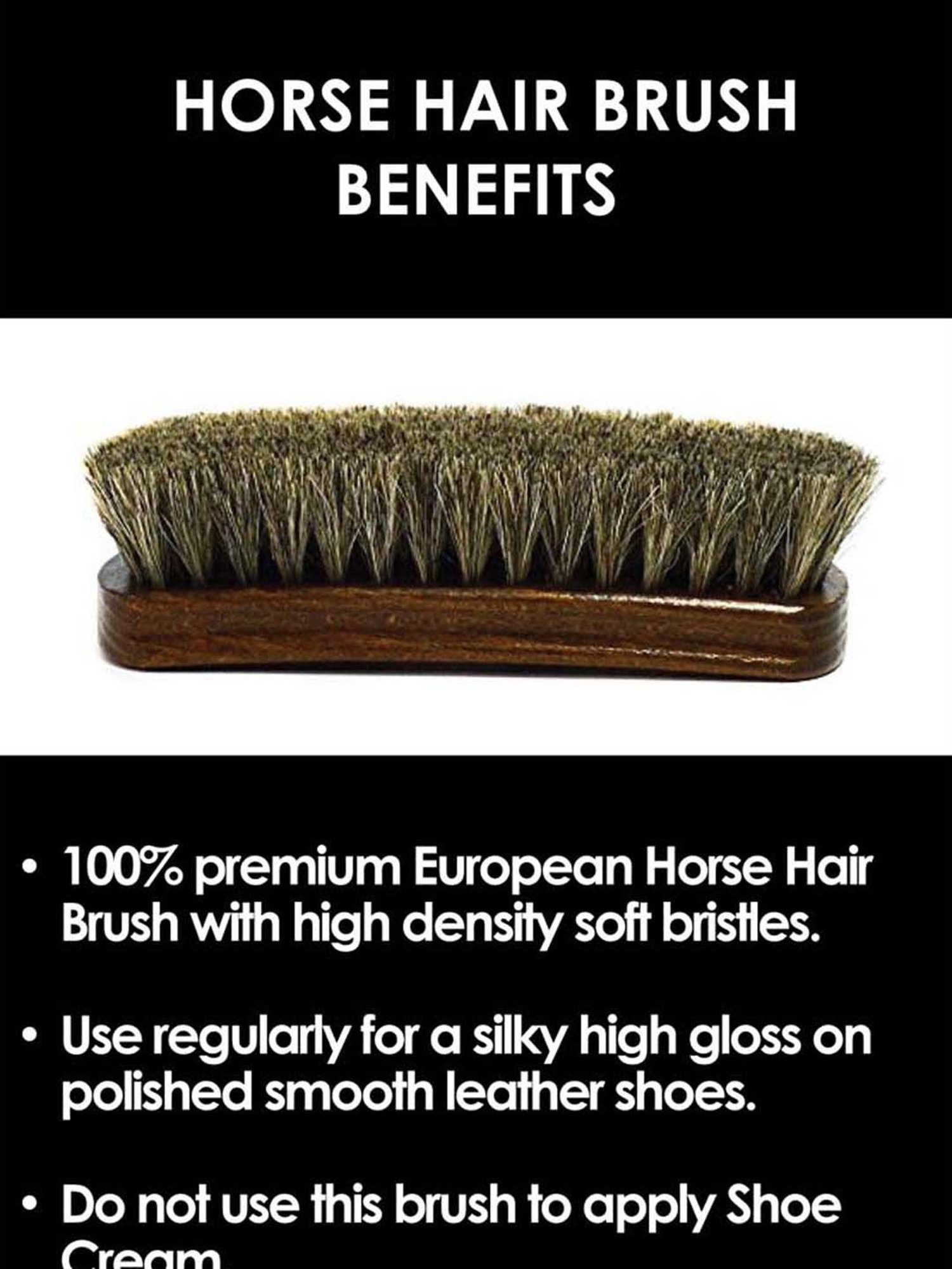Pro Beige Genuine Horse Hair Brush with Dense Bristles