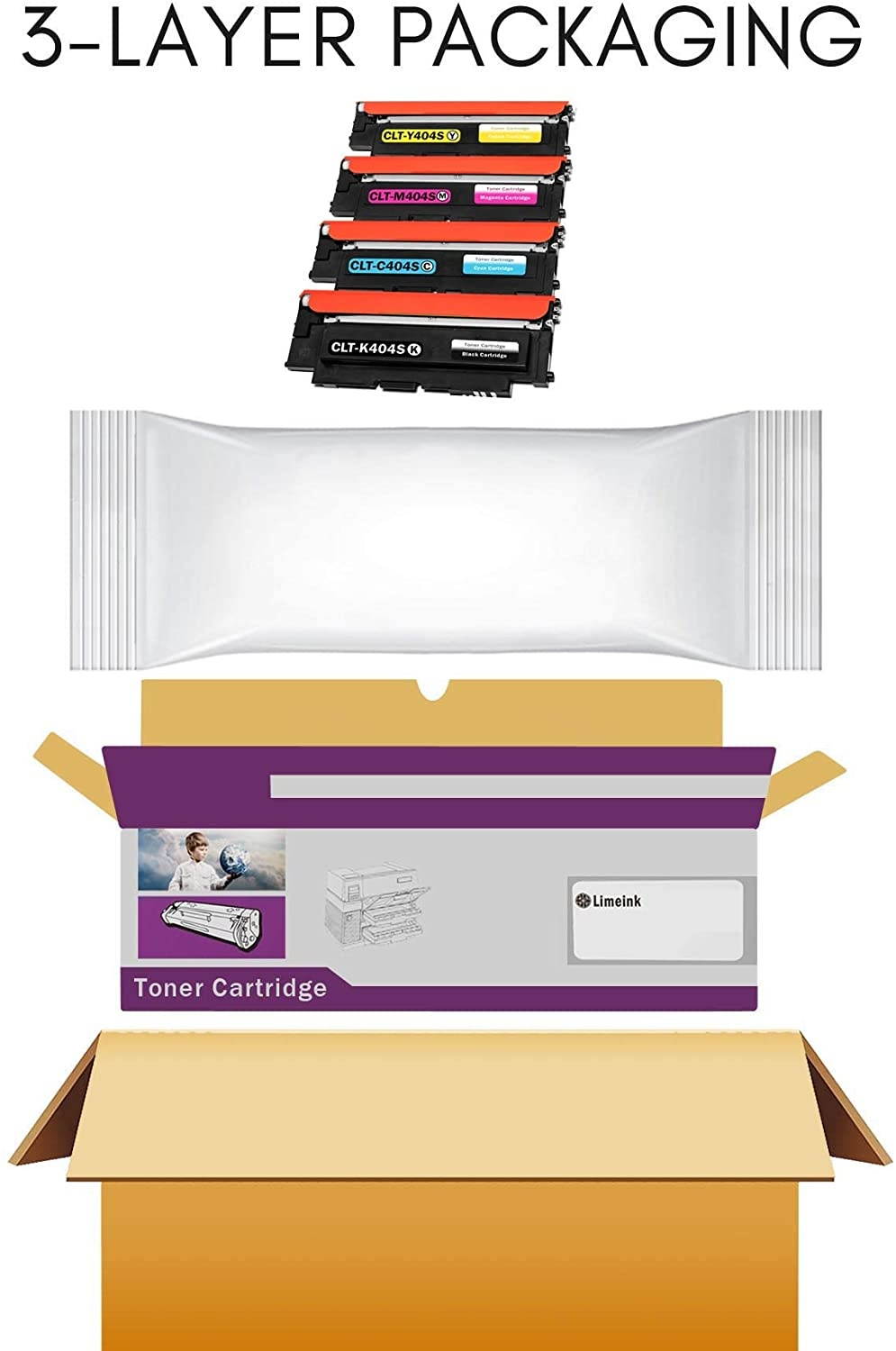 Limeink 4 Compatible Toner Cartridges Replacement for Samsung 404s 404 CLT-K404S CLT-C404S CLT-M404S CLT-Y404S Express Xpress SL-C430W SL-C480FW SL-C480W k404 y404 c480 c430 (1 Black, 1 Each Color)