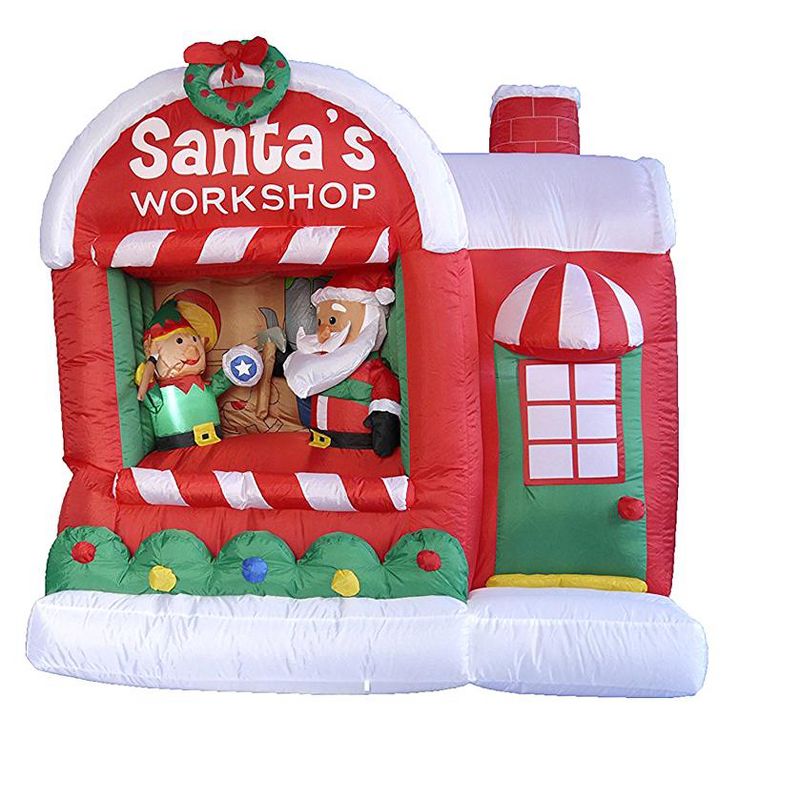 LB International 60" Inflatable Lighted Santa Claus Workshop Christmas Outdoor Decor