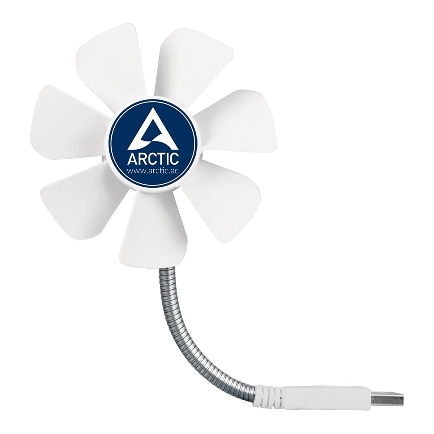 ARCTIC Breeze Mobile - Mini USB Desktop Fan with Flexible Neck, Portable Desk Fan for Home, Office, Silent USB Fan, Fan Speed: 1700 RPM - White