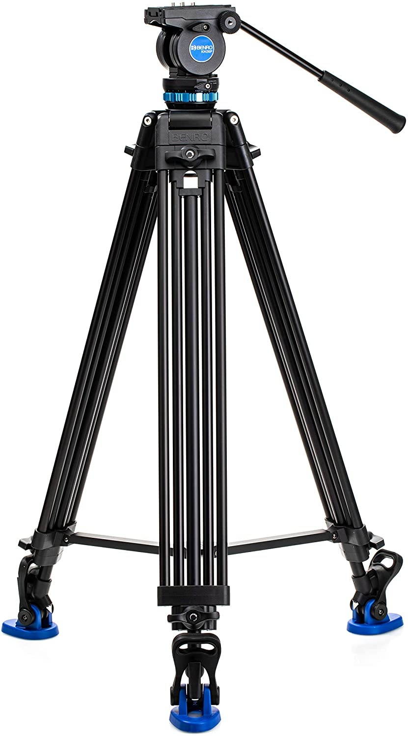 Benro KH25P Video Tripod with Head, 11lb Payload, Continuous Pan Drag, Anti-Rotation Camera Plate (KH26P)