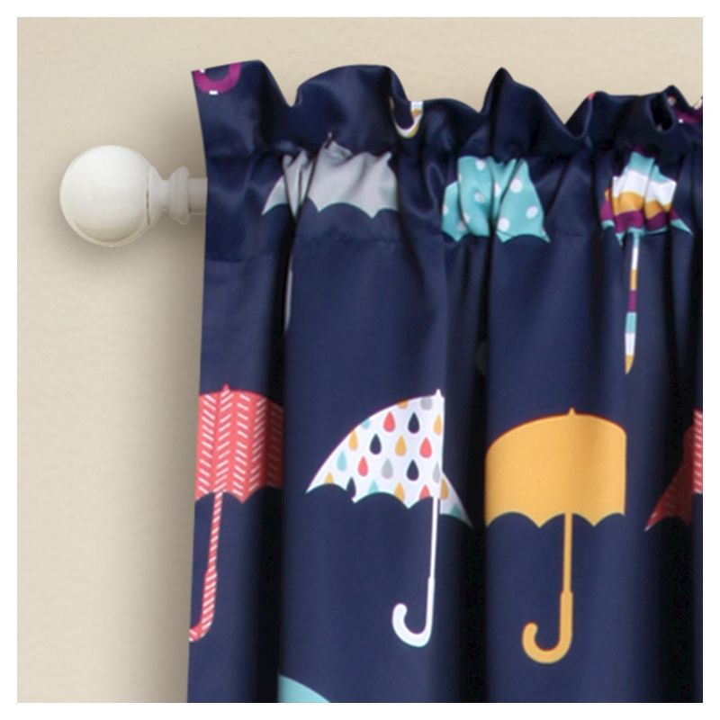 52"x84" Umbrella Room Darkening Window Curtain Set Navy - Lush Décor