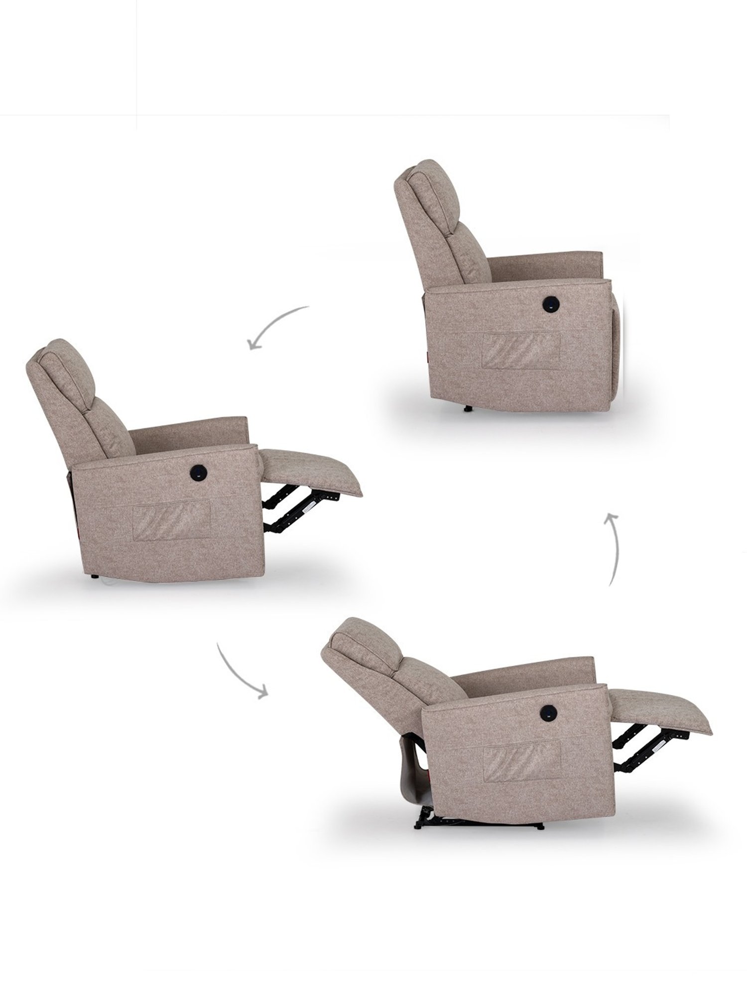 Durian Nathan Sand Beige Fabric Reclining Sofa