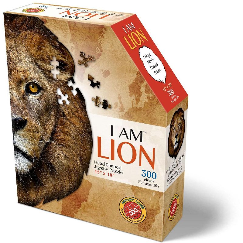 Madd Capp Games I AM Lion 300 Piece Animal Head-Shaped Jigsaw Puzzle