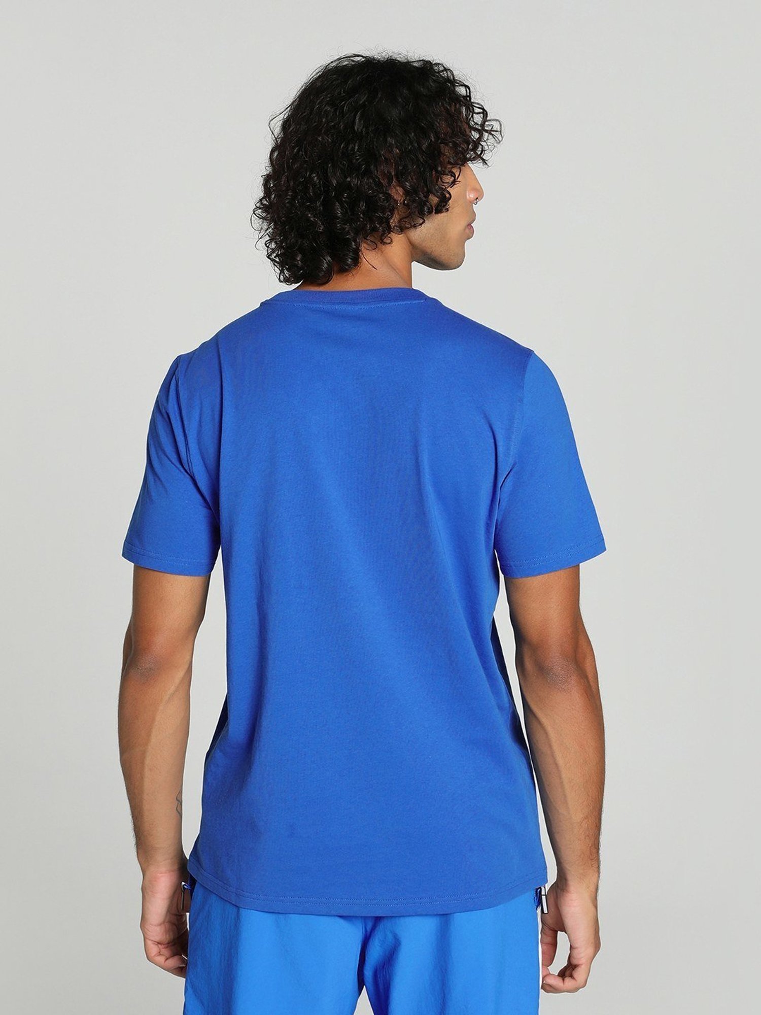 Puma THE BLUEPRINT SUPPORTING ACT Blue Cotton Regular Fit Printed Sports T-Shirt