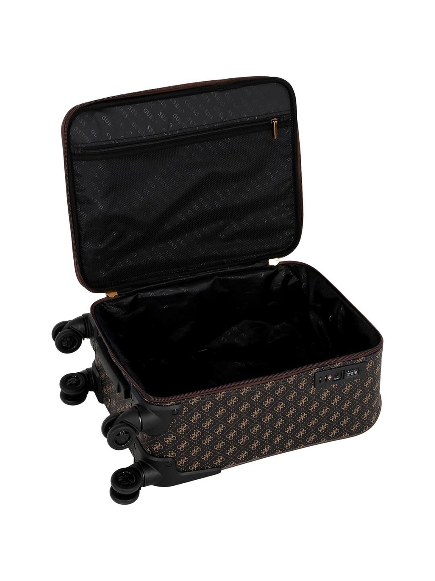 Guess Brown 8 wheels Small Soft Cabin Trolley Bag