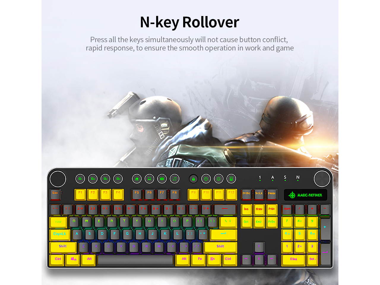 MK13 USB Gaming Keyboard Wired RGB Gaming Mechanical Keyboard Blue Switch 104 Keys Non-conflict Mixed LED Backlight PBT Keycap for Computer/PC/Laptop/Macbook