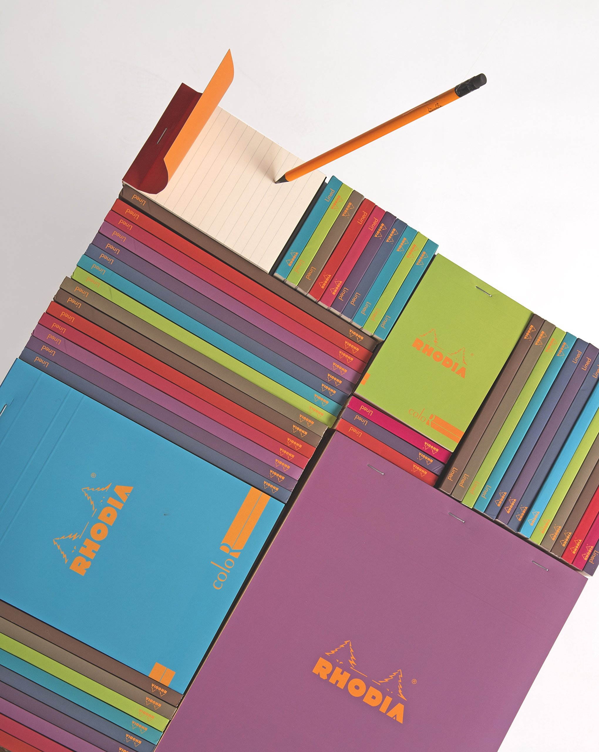 Rhodia Color A5 No. 16 Premium Stapled Lined Notepad, 70 Sheets, 6 x 8 1/4 - Anis Green