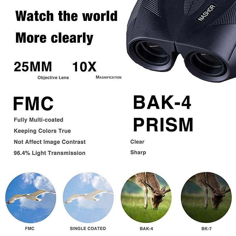 10x25 Compact Binoculars for Adults and Kids Small Binoculars for Concerts Bird Watching Hunting Travel and Sports Games