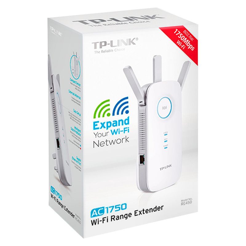 TP-LINK AC1750 Wi-Fi Dual Band Plug In Range Extender - White (RE450)