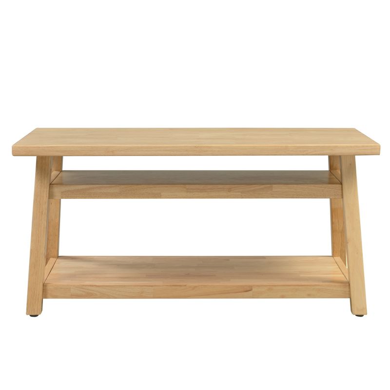 ECR4Kids Sit n' Stash Kid Sized Rectangular Solid Hardwood Trestle Table with Storage